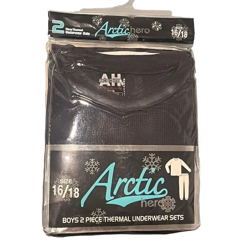 Arctic Hero Boys Waffle Knit Thermal Underwear Set 16 18